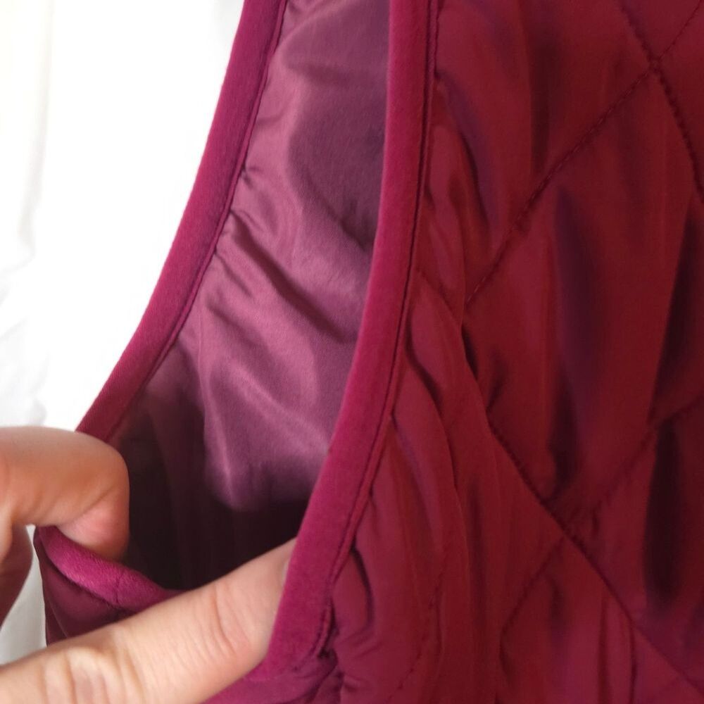 J. Crew Women's Raspberry Colored Quilted Vest Front Pockets Zip Up Size XL - Picture 4 of 10